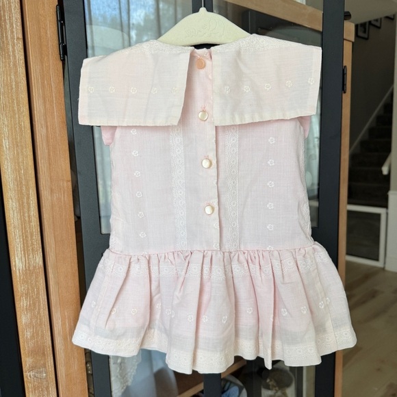 Vintage 1970s Dress Bundle toddler girl pleated embroidered lace ruffle collar - Picture 8 of 13